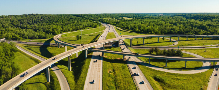 Aerial image of Missouri highway