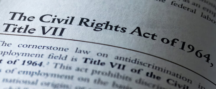 The civil rights act of 1964 title VII printed in business law textbook